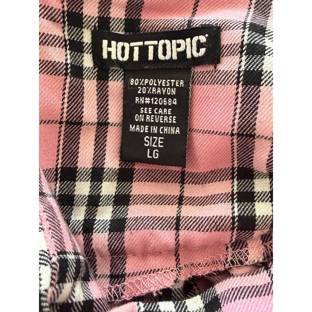 Hot Topic Pink plaid Corseted Tiered Skirt Black lace  Cute Goth Large - Picture 5 of 5